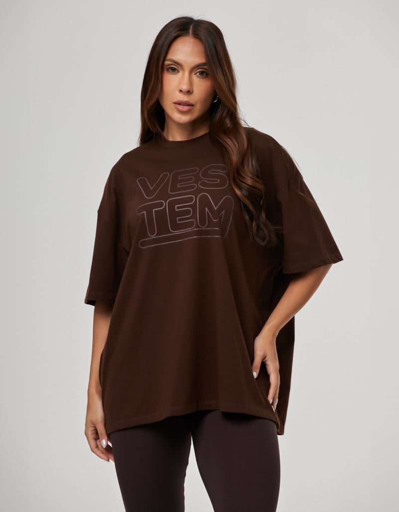 18e84f71d98f345c02a9e581aa827201.jpg Camiseta Oversized Feminina Legacy Marrom Mousse VESTEM - Imagem 1